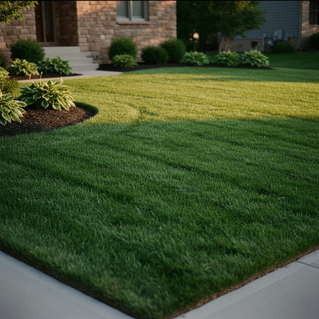 Healthy, well-maintained Pataskala lawn after professional care